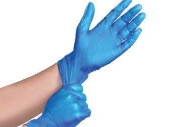 Перчатки виниловые одноразовые голубые